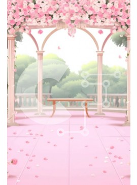 Σετ των 2 Intra Συλλεκτικό Ξύλινο Παζλ Plywood  4mm - Δωμάτιο διακοσμημένο με ροζ λουλούδια και τοξωτό διάδρομο Σε Ξύλινο Κουτί - Διαστάσεις: 10x10 cm – 25 κομμάτια