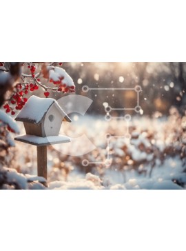 Intra Συλλεκτικό Ξύλινο Παζλ Plywood  4mm - Birdhouse στο χιόνι με κόκκινα μούρα Σε Ξύλινο Κουτί - Διαστάσεις: 10x10 cm – 25 κομμάτια