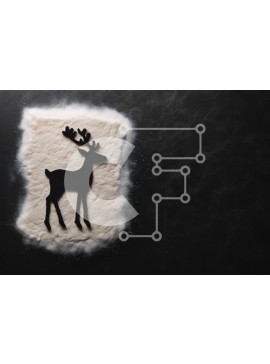 Σετ των 2 Intra Συλλεκτικό Ξύλινο Παζλ Plywood  4mm - Σιλουέτα ταράνδων καλυμμένη με ζάχαρη άχνη σε μαύρο φόντο Σε Ξύλινο Κουτί - Διαστάσεις: 10x10 cm – 25 κομμάτια