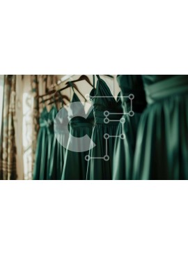 Σετ των 2 Intra Συλλεκτικό Ξύλινο Παζλ Plywood  4mm - Πράσινα φορέματα παράνυμφων που κρέμονται σε ένα δωμάτιο Σε Ξύλινο Κουτί - Διαστάσεις: 10x10 cm – 25 κομμάτια