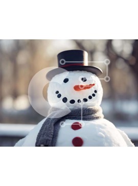 Intra Συλλεκτικό Ξύλινο Παζλ Plywood  4mm - Χιονάνθρωπος με καρότο μια χειμερινή ημέρα Σε Ξύλινο Κουτί - Διαστάσεις Puzzle: 10x10 cm – 25 κομμάτια