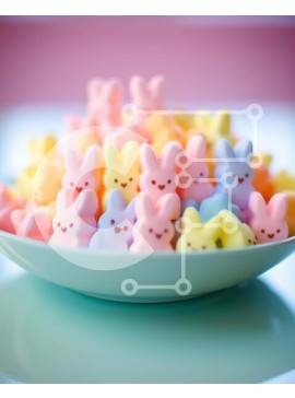 Σετ των 2 Intra Συλλεκτικό Ξύλινο Παζλ Plywood  4mm - Πολύχρωμο Marshmallow Peeps στο μπολ Σε Ξύλινο Κουτί - Διαστάσεις: 10x10 cm – 25 κομμάτια