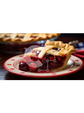 Σετ των 2 Intra Συλλεκτικό Ξύλινο Παζλ Plywood  4mm - Φέτα Cranberry Pie σε κόκκινο και άσπρο πιάτο Σε Ξύλινο Κουτί - Διαστάσεις: 10x10 cm – 25 κομμάτια