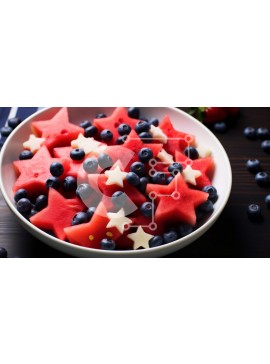 Σετ των 2 Intra Συλλεκτικό Ξύλινο Παζλ Plywood  4mm - Μπολ φρούτων με καρπούζι σε σχήμα αστεριού, βατόμουρα και φράουλες Σε Ξύλινο Κουτί - Διαστάσεις: 10x10 cm – 25 κομμάτια