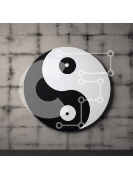 Intra Συλλεκτικό Ξύλινο Παζλ Plywood  4mm - Ασπρόμαυρο σύμβολο Yin-Yang στον τοίχο Σε Ξύλινο Κουτί - Διαστάσεις Puzzle: 10x10 cm – 25 κομμάτια