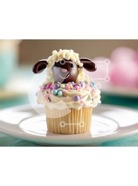 Σετ των 2 Intra Συλλεκτικό Ξύλινο Παζλ Plywood  4mm - Cupcake με Διακόσμηση προβάτων Σε Ξύλινο Κουτί - Διαστάσεις: 10x10 cm – 25 κομμάτια