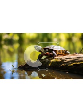 Intra Συλλεκτικό Ξύλινο Παζλ Plywood  4mm - Χελώνα που στηρίζεται στον παλιό κορμό δέντρου στο νερό Σε Ξύλινο Κουτί - Διαστάσεις: 10x10 cm – 25 κομμάτια