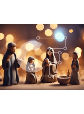 Intra Συλλεκτικό Ξύλινο Παζλ Plywood  4mm - Σκηνή της Γέννησης με τα ειδώλια των σοφών, του Ιησού και της Μαρίας Σε Ξύλινο Κουτί - Διαστάσεις Puzzle: 10x10 cm – 25 κομμάτια