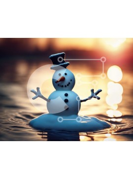 Intra Συλλεκτικό Ξύλινο Παζλ Plywood  4mm - Χειμερινός χιονάνθρωπος με καπέλο στο νερό Σε Ξύλινο Κουτί - Διαστάσεις Puzzle: 10x10 cm – 25 κομμάτια