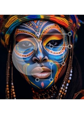 Σετ των 2 Intra Συλλεκτικό Ξύλινο Παζλ Plywood  4mm - Όμορφη γυναίκα με πολύχρωμη μπογιά προσώπου και κοσμήματα Σε Ξύλινο Κουτί - Διαστάσεις: 10x10 cm – 25 κομμάτια