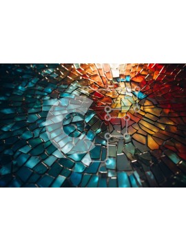 Intra Συλλεκτικό Ξύλινο Παζλ Plywood  4mm - Κινηματογράφηση σε πρώτο πλάνο μωσαϊκού με ζωντανό γυάλινο πλακίδιο Σε Ξύλινο Κουτί - Διαστάσεις Puzzle: 10x10 cm – 25 κομμάτια