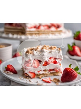 Σετ των 2 Intra Συλλεκτικό Ξύλινο Παζλ Plywood  4mm - Λαχταριστό κέικ φράουλας με σαντιγί και φρέσκες φράουλες Σε Ξύλινο Κουτί - Διαστάσεις: 10x10 cm – 25 κομμάτια