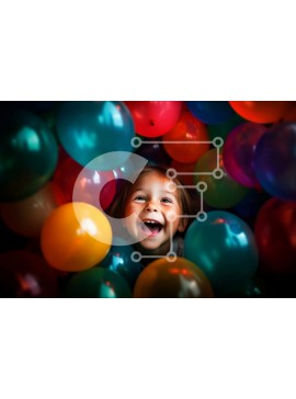 Intra Συλλεκτικό Ξύλινο Παζλ Plywood  4mm - Αξιολάτρευτη εικόνα ενός νεαρού κοριτσιού με πολύχρωμα μπαλόνια Σε Ξύλινο Κουτί - Διαστάσεις Puzzle: 10x10 cm – 25 κομμάτια