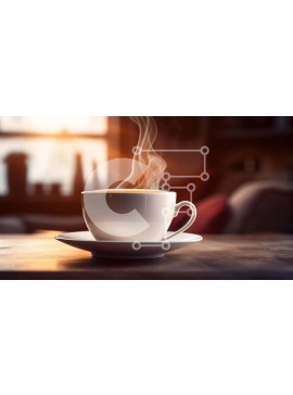 Σετ των 2 Intra Συλλεκτικό Ξύλινο Παζλ Plywood  4mm - Λευκό φλιτζάνι καφέ με ατμό και πιατάκι στο τραπέζι Σε Ξύλινο Κουτί - Διαστάσεις: 10x10 cm – 25 κομμάτια