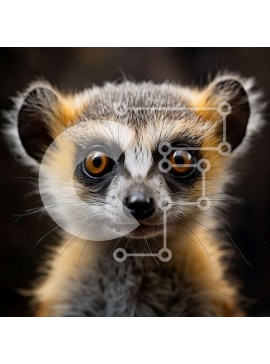 Intra Συλλεκτικό Ξύλινο Παζλ Plywood  4mm - Κοντινή όψη του προσώπου ενός περίεργου λεμούριου Σε Ξύλινο Κουτί - Διαστάσεις: 10x10 cm – 25 κομμάτια