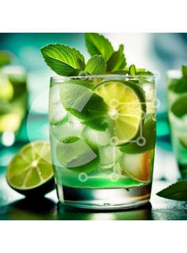 Σετ των 2 Intra Συλλεκτικό Ξύλινο Παζλ Plywood  4mm - Νόστιμο πράσινο κοκτέιλ Mojito με λάιμ και μέντα Σε Ξύλινο Κουτί - Διαστάσεις: 10x10 cm – 25 κομμάτια