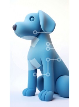 Intra Συλλεκτικό Ξύλινο Παζλ Plywood  4mm - Blue Toy Dog κάθεται και κοιτάζει ψηλά Σε Ξύλινο Κουτί - Διαστάσεις Puzzle: 10x10 cm – 25 κομμάτια