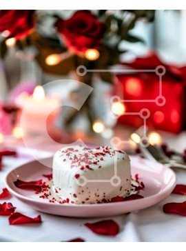 Σετ των 2 Intra Συλλεκτικό Ξύλινο Παζλ Plywood  4mm - Ρομαντική τούρτα του Αγίου Βαλεντίνου με κόκκινα τριαντάφυλλα και κεριά Σε Ξύλινο Κουτί - Διαστάσεις: 10x10 cm – 25 κομμάτια