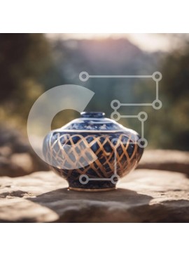 Intra Συλλεκτικό Ξύλινο Παζλ Plywood  4mm - Μπλε και χρυσό κεραμικό βάζο σε βραχώδη επιφάνεια Σε Ξύλινο Κουτί - Διαστάσεις Puzzle: 10x10 cm – 25 κομμάτια