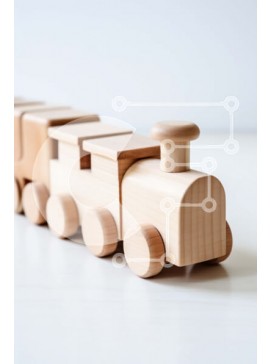 Intra Συλλεκτικό Ξύλινο Παζλ Plywood  4mm - Αξιολάτρευτο ξύλινο τρένο παιχνιδιών σε μια καθαρή λευκή επιφάνεια Σε Ξύλινο Κουτί - Διαστάσεις Puzzle: 10x10 cm – 25 κομμάτια