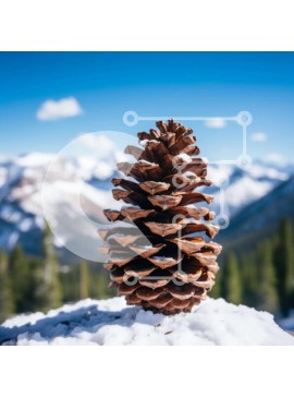 Intra Συλλεκτικό Ξύλινο Παζλ Plywood  4mm - Μονό κουκουνάρι σε χιονισμένο έδαφος με βουνά στο φόντο Σε Ξύλινο Κουτί - Διαστάσεις: 10x10 cm – 25 κομμάτια