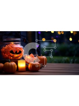 Intra Συλλεκτικό Ξύλινο Παζλ Plywood  4mm - Διακοσμήσεις αποκριών με καραμέλες κολοκύθες και φαναράκια Σε Ξύλινο Κουτί - Διαστάσεις Puzzle: 10x10 cm – 25 κομμάτια