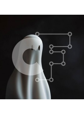 Intra Συλλεκτικό Ξύλινο Παζλ Plywood  4mm - Απόκοσμη διακόσμηση με ειδώλιο λευκό φάντασμα Σε Ξύλινο Κουτί - Διαστάσεις Puzzle: 10x10 cm – 25 κομμάτια