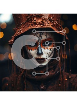 Σετ των 2 Intra Συλλεκτικό Ξύλινο Παζλ Plywood  4mm - Γυναίκα με σκελετό κοστούμι με αποκριάτικο μακιγιάζ Σε Ξύλινο Κουτί - Διαστάσεις: 10x10 cm – 25 κομμάτια