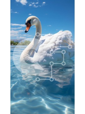 Σετ των 2 Intra Συλλεκτικό Ξύλινο Παζλ Plywood  4mm - Όμορφη εικόνα ενός λευκού κύκνου που κολυμπά στο νερό Σε Ξύλινο Κουτί - Διαστάσεις: 10x10 cm – 25 κομμάτια