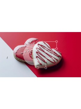 Σετ των 2 Intra Συλλεκτικό Ξύλινο Παζλ Plywood  4mm - Μπισκότα σε σχήμα καρδιάς σε κόκκινο και άσπρο φόντο Σε Ξύλινο Κουτί - Διαστάσεις: 10x10 cm – 25 κομμάτια