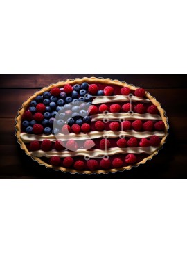 Σετ των 2 Intra Συλλεκτικό Ξύλινο Παζλ Plywood  4mm - Πίτα αμερικανικής σημαίας με μούρα Σε Ξύλινο Κουτί - Διαστάσεις: 10x10 cm – 25 κομμάτια