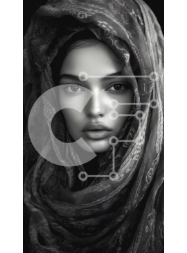 Intra Συλλεκτικό Ξύλινο Παζλ Plywood  4mm - Κομψό κοντινό πλάνο ενός ατόμου με μαύρο κασκόλ Σε Ξύλινο Κουτί - Διαστάσεις Puzzle: 10x10 cm – 25 κομμάτια