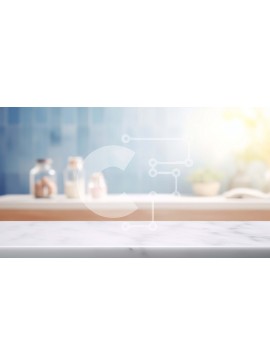 Intra Συλλεκτικό Ξύλινο Παζλ Plywood  4mm - Πάγκος μπάνιου με τοίχο μπλε πλακάκι Σε Ξύλινο Κουτί - Διαστάσεις Puzzle: 10x10 cm – 25 κομμάτια