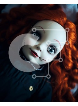 Intra Συλλεκτικό Ξύλινο Παζλ Plywood  4mm - Vintage κούκλα με μακριά κόκκινα μαλλιά και μαύρα μάτια Σε Ξύλινο Κουτί - Διαστάσεις Puzzle: 10x10 cm – 25 κομμάτια