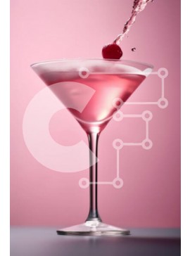 Σετ των 2 Intra Συλλεκτικό Ξύλινο Παζλ Plywood  4mm - Δροσιστικό ροζ κοκτέιλ με κεράσι στην κορυφή Σε Ξύλινο Κουτί - Διαστάσεις: 10x10 cm – 25 κομμάτια