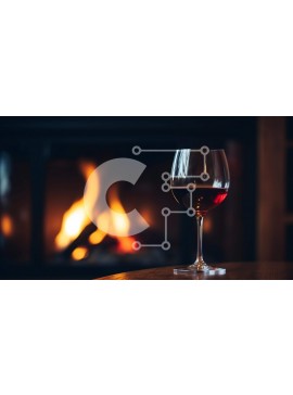 Σετ των 2 Intra Συλλεκτικό Ξύλινο Παζλ Plywood  4mm - Ποτήρι κόκκινο κρασί δίπλα στο τζάκι Σε Ξύλινο Κουτί - Διαστάσεις: 10x10 cm – 25 κομμάτια