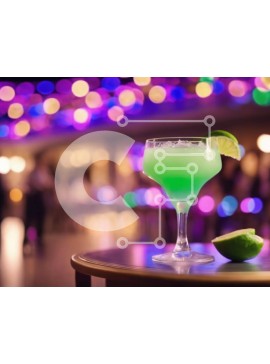 Σετ των 2 Intra Συλλεκτικό Ξύλινο Παζλ Plywood  4mm - Ποτήρι κοκτέιλ με πράσινο υγρό και γαρνιτούρα λάιμ Σε Ξύλινο Κουτί - Διαστάσεις: 10x10 cm – 25 κομμάτια