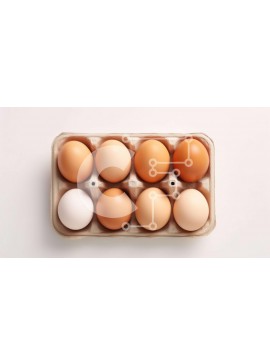 Σετ των 2 Intra Συλλεκτικό Ξύλινο Παζλ Plywood  4mm - Κουτί αυγών - Καφέ και άσπρα αυγά στη σειρά Σε Ξύλινο Κουτί - Διαστάσεις: 10x10 cm – 25 κομμάτια