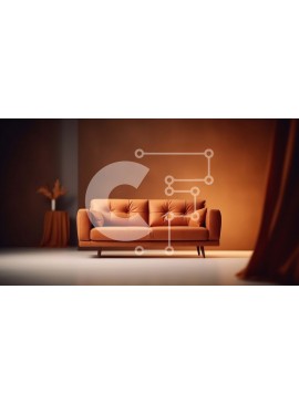 Intra Συλλεκτικό Ξύλινο Παζλ Plywood  4mm - Καφέ δερμάτινος καναπές σε δωμάτιο με χαμηλό φωτισμό με κόκκινη κουρτίνα Σε Ξύλινο Κουτί - Διαστάσεις Puzzle: 10x10 cm – 25 κομμάτια