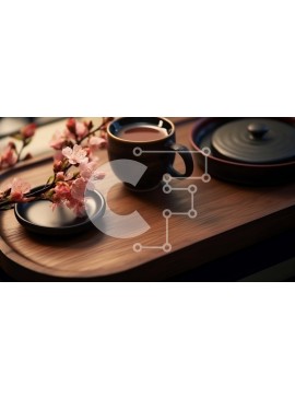 Intra Συλλεκτικό Ξύλινο Παζλ Plywood  4mm - Ξύλινος δίσκος με κούπα καφέ και τσαγιέρα στο περβάζι Σε Ξύλινο Κουτί - Διαστάσεις Puzzle: 10x10 cm – 25 κομμάτια