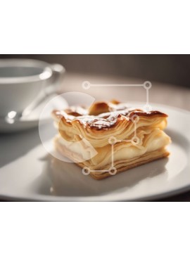 Σετ των 2 Intra Συλλεκτικό Ξύλινο Παζλ Plywood  4mm - Νόστιμα αρτοσκευάσματα και καφές σε ένα λευκό πιάτο Σε Ξύλινο Κουτί - Διαστάσεις: 10x10 cm – 25 κομμάτια