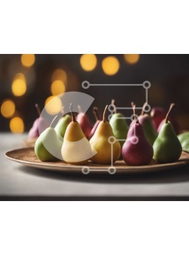 Σετ των 2 Intra Συλλεκτικό Ξύλινο Παζλ Plywood  4mm - Ανάμεικτα αχλάδια και φρούτα σε ένα πιάτο Σε Ξύλινο Κουτί - Διαστάσεις: 10x10 cm – 25 κομμάτια