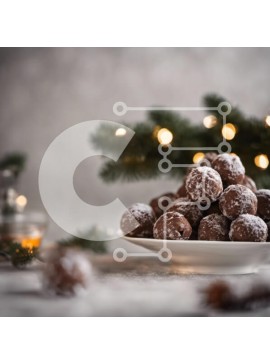 Σετ των 2 Intra Συλλεκτικό Ξύλινο Παζλ Plywood  4mm - Σοκολατένιες μπάλες ντόνατ με στολίδια χριστουγεννιάτικων δέντρων Σε Ξύλινο Κουτί - Διαστάσεις: 10x10 cm – 25 κομμάτια