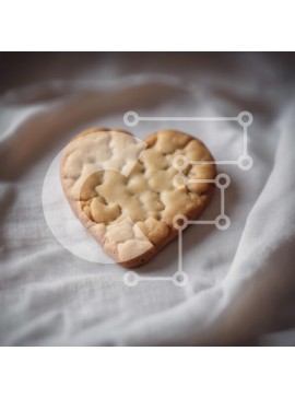 Σετ των 2 Intra Συλλεκτικό Ξύλινο Παζλ Plywood  4mm - Μπισκότο σε σχήμα καρδιάς σε λευκό πανί Σε Ξύλινο Κουτί - Διαστάσεις: 10x10 cm – 25 κομμάτια