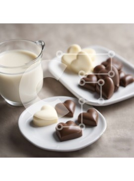 Σετ των 2 Intra Συλλεκτικό Ξύλινο Παζλ Plywood  4mm - Σοκολατένιες καραμέλες σε σχήμα καρδιάς και ποτήρι γάλα σε πιάτα Σε Ξύλινο Κουτί - Διαστάσεις: 10x10 cm – 25 κομμάτια