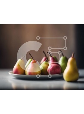 Σετ των 2 Intra Συλλεκτικό Ξύλινο Παζλ Plywood  4mm - Ανάμεικτα αχλάδια σε λευκό πιάτο Σε Ξύλινο Κουτί - Διαστάσεις: 10x10 cm – 25 κομμάτια