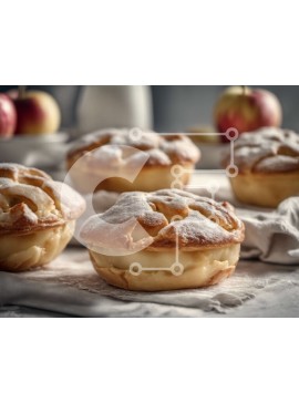 Σετ των 2 Intra Συλλεκτικό Ξύλινο Παζλ Plywood  4mm - Νόστιμες μηλόπιτες με ζάχαρη άχνη σε ένα τραπέζι Σε Ξύλινο Κουτί - Διαστάσεις: 10x10 cm – 25 κομμάτια