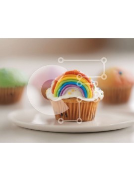 Σετ των 2 Intra Συλλεκτικό Ξύλινο Παζλ Plywood  4mm - Ουράνιο τόξο Cupcakes σε λευκό πιάτο Σε Ξύλινο Κουτί - Διαστάσεις: 10x10 cm – 25 κομμάτια