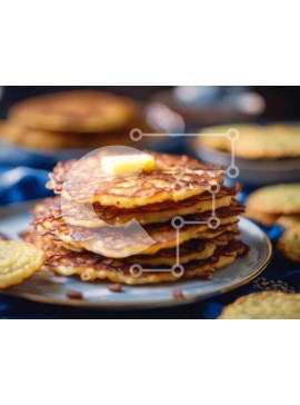 Σετ των 2 Intra Συλλεκτικό Ξύλινο Παζλ Plywood  4mm - Νόστιμη στοίβα από τηγανίτες με βούτυρο Σε Ξύλινο Κουτί - Διαστάσεις: 10x10 cm – 25 κομμάτια