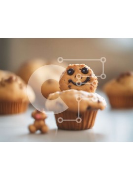 Σετ των 2 Intra Συλλεκτικό Ξύλινο Παζλ Plywood  4mm - Cupcake Smiley Face με διακόσμηση αρκουδάκι Σε Ξύλινο Κουτί - Διαστάσεις: 10x10 cm – 25 κομμάτια